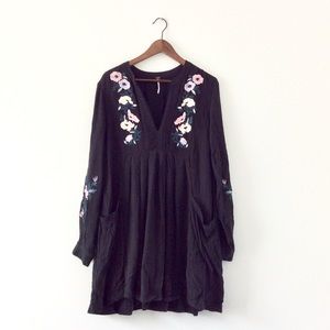 Free People Bohemian Embroidered Flowy Dress